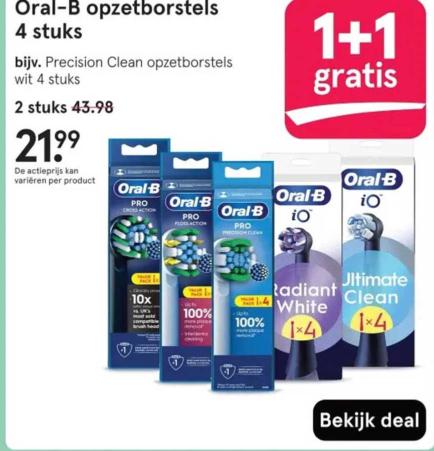 Oral-B opzetborstels 4 stuks bijv. Precision Clean opzetborstels wit 4 stuks