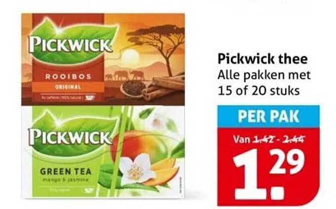 Pickwick thee - Alle pakken met 15 of 20 stuks