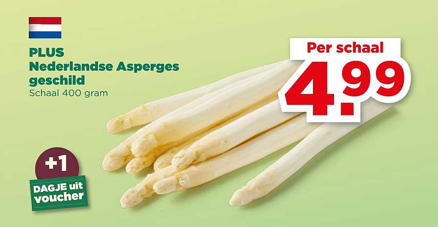 PLUS Nederlandse Asperges geschild Schaal 400 gram