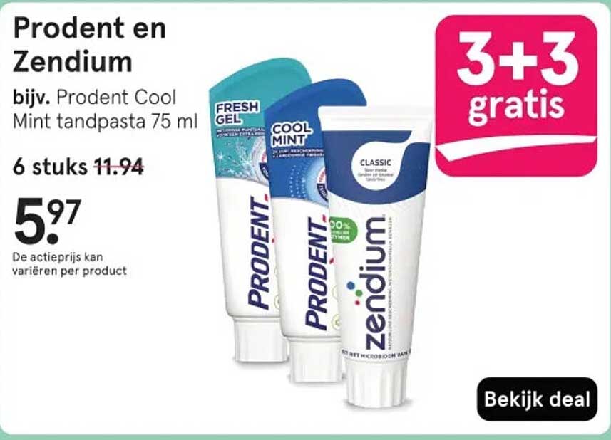 Prodent en Zendium tandpasta 75 ml