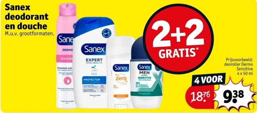 Sanex deodorant en douche M.u.v. grootformaten.