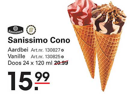 Sanissimo Cono Aardbei en Vanille