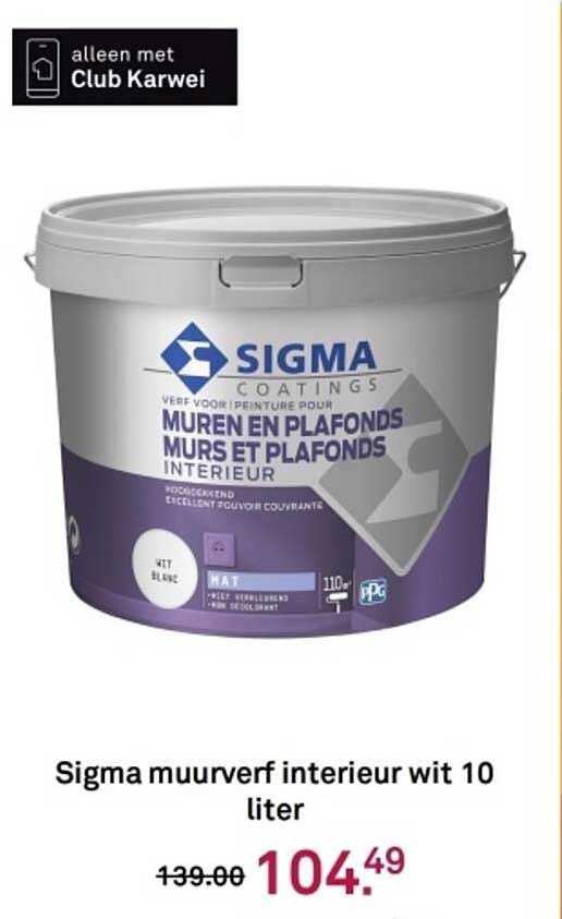 Sigma muurverf interieur wit 10 liter