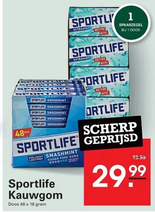 Sportlife Kauwgom Doos 48 x 18 gram