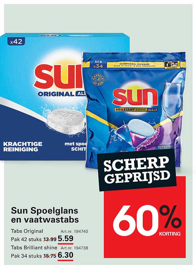 Sun Spoelglans en vaatwastabs