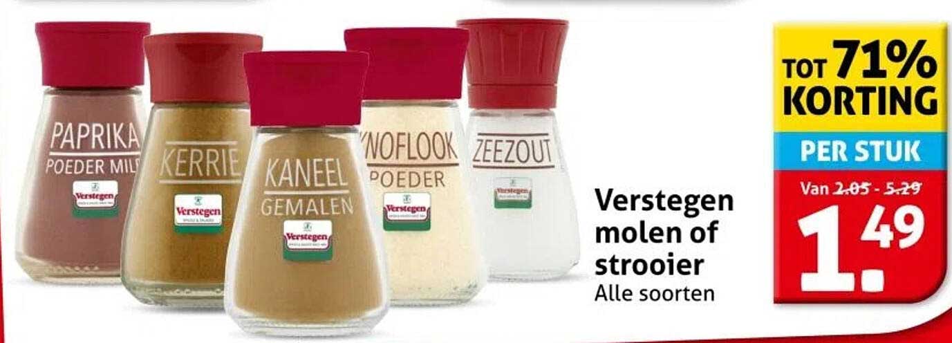 Verstegen molen of strooier Alle soorten