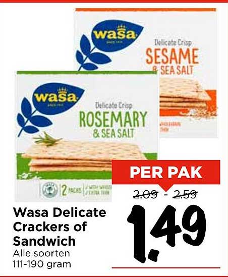 Wasa Delicate Crackers of Sandwich