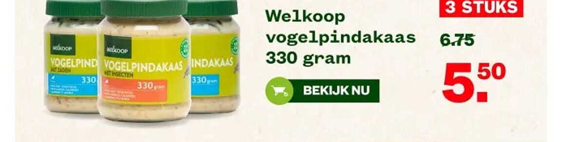 Welkoop vogelpindakaas 330 gram
