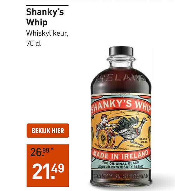 Shanky's Whip Whiskylikeur, 70 cl