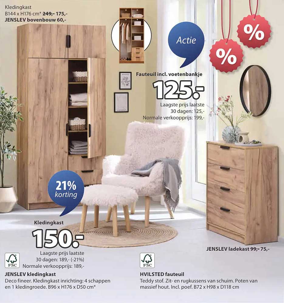 Fauteuil incl. voetenbankje 125,-
