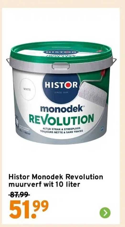 Histor Monodek Revolution muurverf wit 10 liter