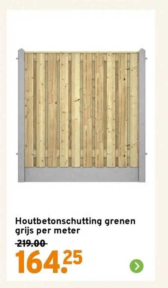 Houtbetonschutting grenen grijs per meter