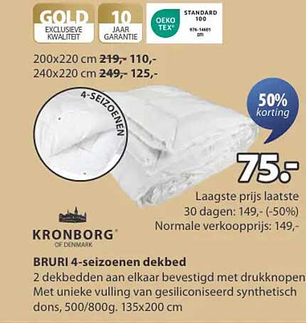 Kronborg BRURI 4-seizoenen dekbed 200x220 cm voor slechts 75,-