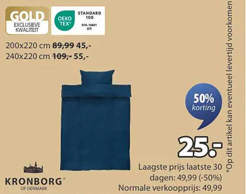 Kronborg Dekbedovertrek 200x220 of 240x220 - 50% korting!