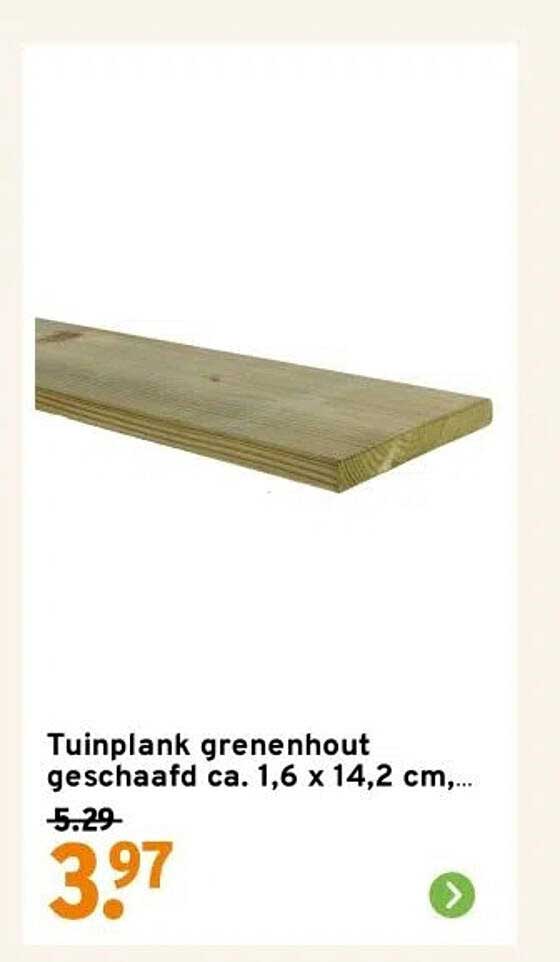 Tuinplank grenenhout geschaafd ca. 1,6 x 14,2 cm