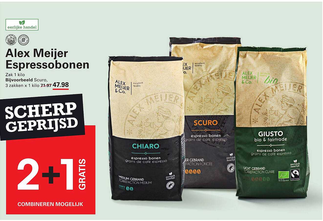 Alex Meijer Espressobonen 2+1 gratis