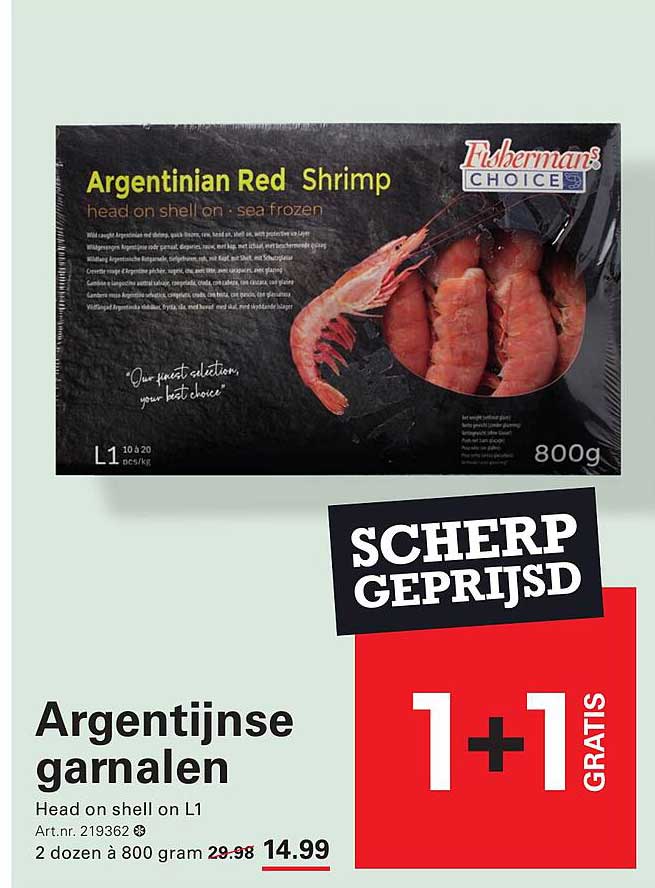 Argentijnse garnalen 1+1 gratis