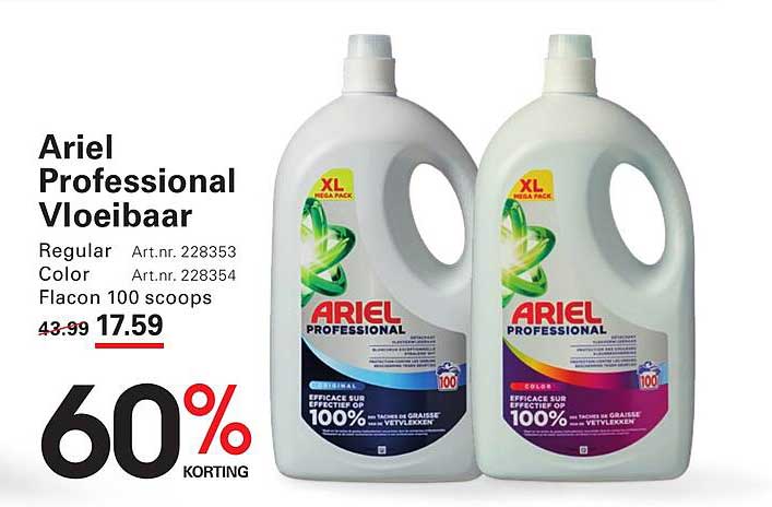 Ariel Professional Vloeibaar Regular Color Flacon 100 scoops 60% korting