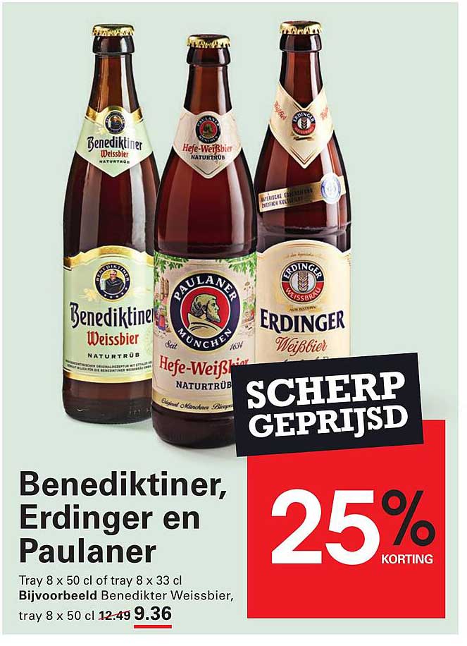 Benediktiner, Erdinger en Paulaner 25% korting
