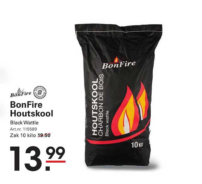 BonFire Houtskool Black Wattle Zak 10 kilo