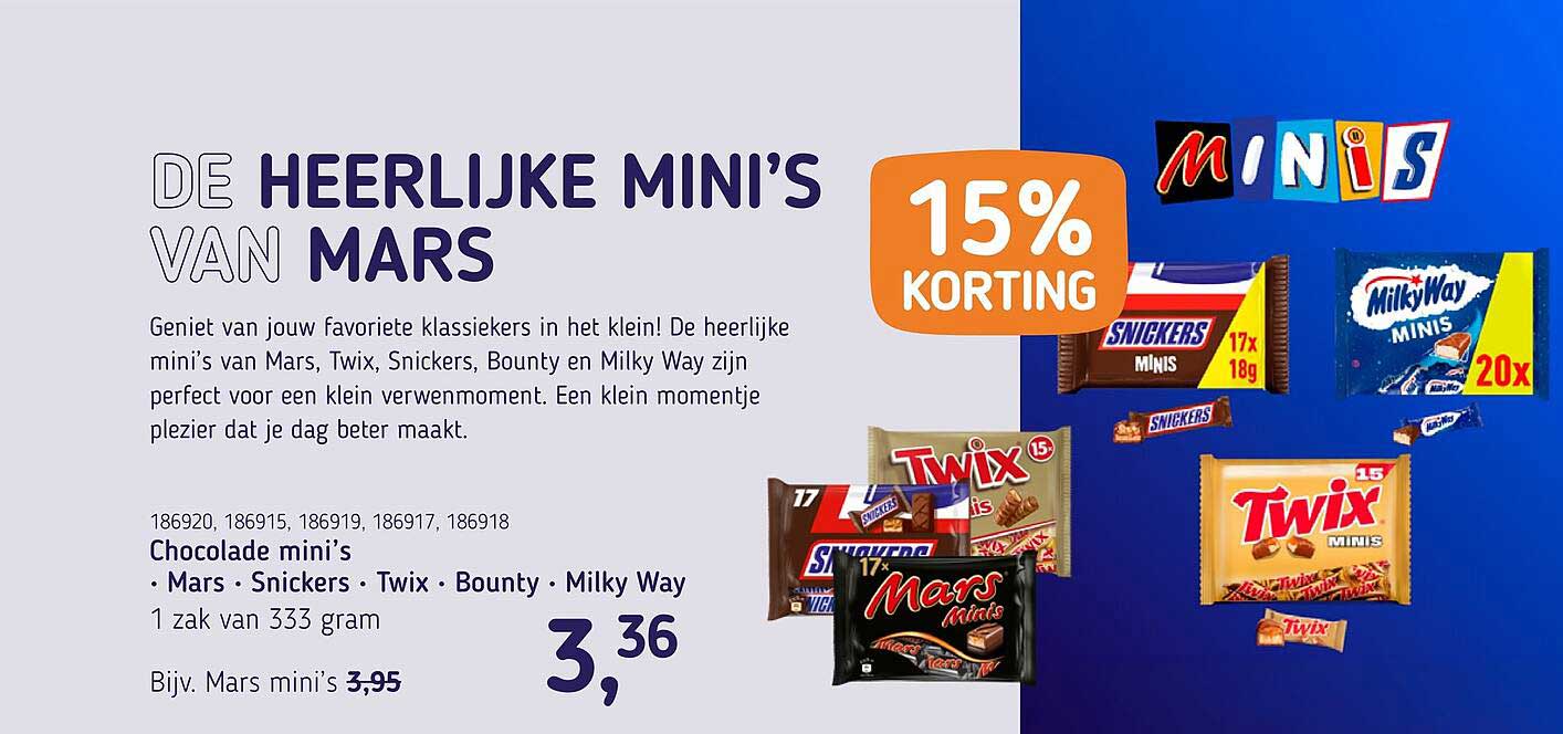 De heerlijke mini's van Mars 15% korting