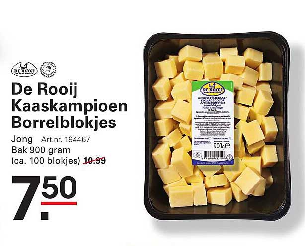 De Rooij Kaaskampioen Borrelblokjes