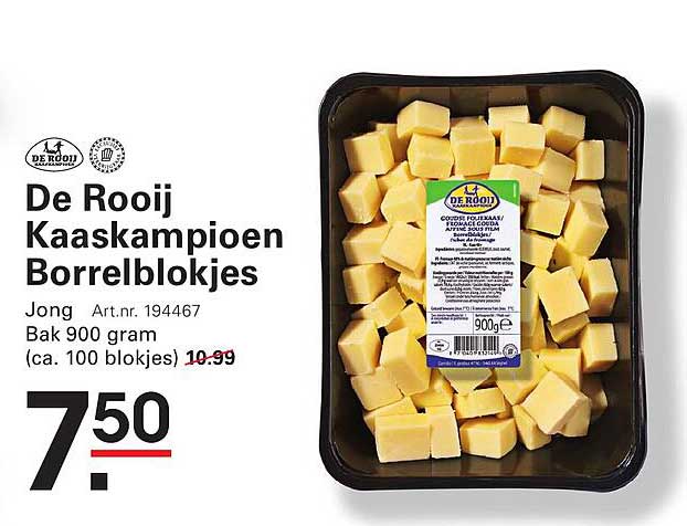 De Rooij Kaaskampioen Borrelblokjes