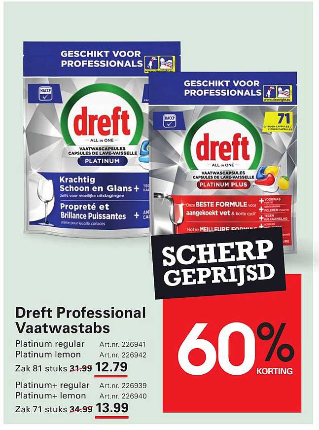 Dreft Professional Vaatwastabs 60% korting