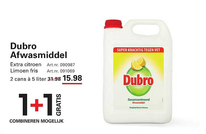 Dubro Afwasmiddel Extra citroen - Limoen fris 1+1 gratis