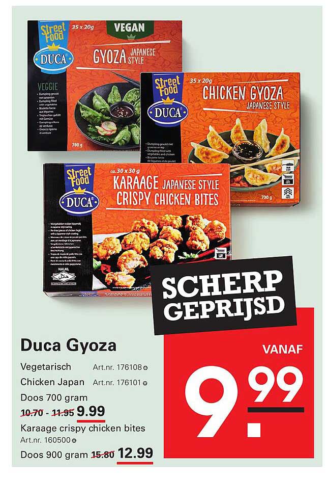 Duca Gyoza - Vegetarisch / Chicken Japan / Karaage crispy chicken bites - SCHERP GEPRIJSD