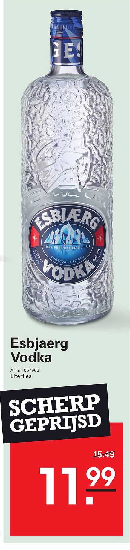 Esbjærg Vodka Literfles SCHERP GEPRIJSD