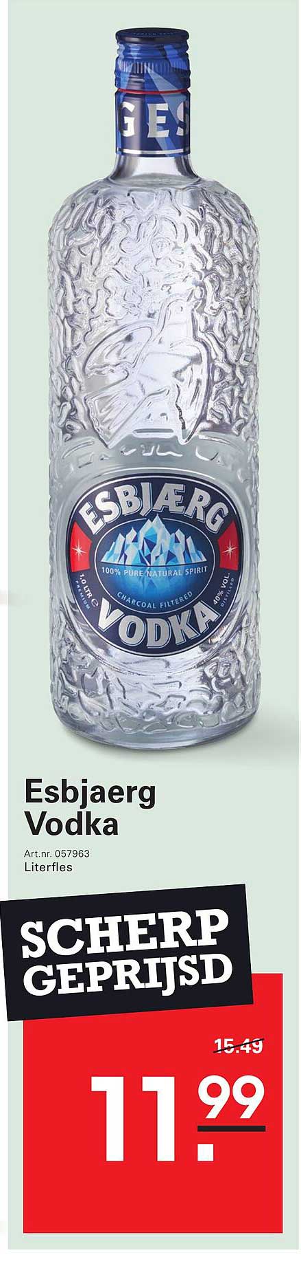 Esbjaerg Vodka Literfles SCHERP GEPRIJSD