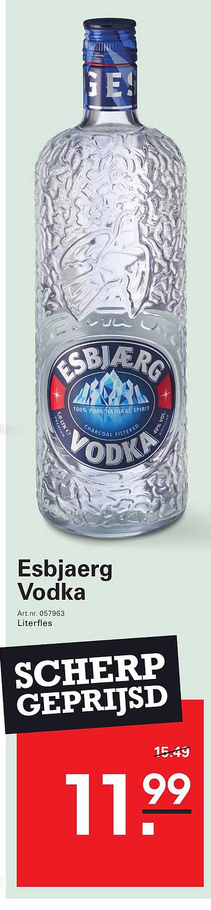 Esbjaerg Vodka Literfles SCHERP GEPRIJSD