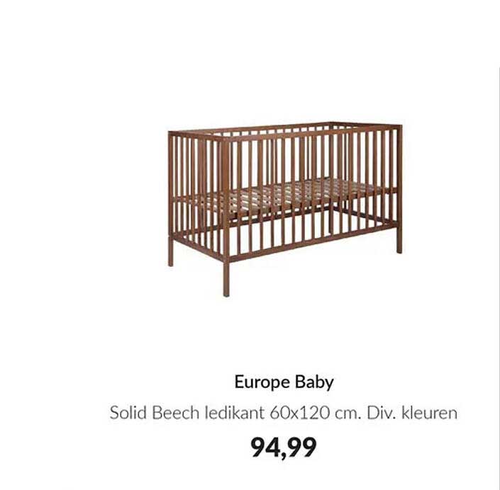 Europe Baby Solid Beech ledikant 60x120 cm. Div. kleuren