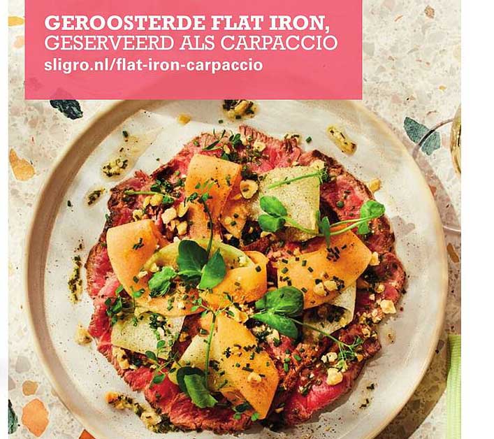 GEROOSTERDE FLAT IRON, GESERVEERD ALS CARPACCIO