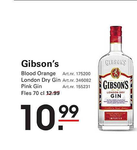 Gibson’s Blood Orange London Dry Gin Pink Gin Fles 70 cl