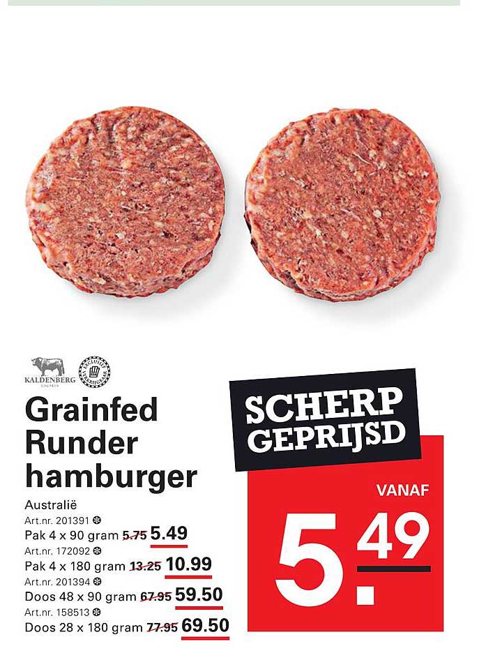 Grainfed Runder hamburger SCHERP GEPRIJSD
