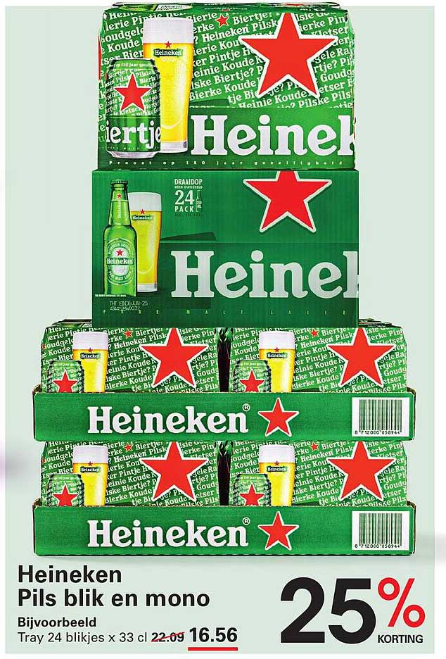 Heineken Pils blik en mono 25% korting