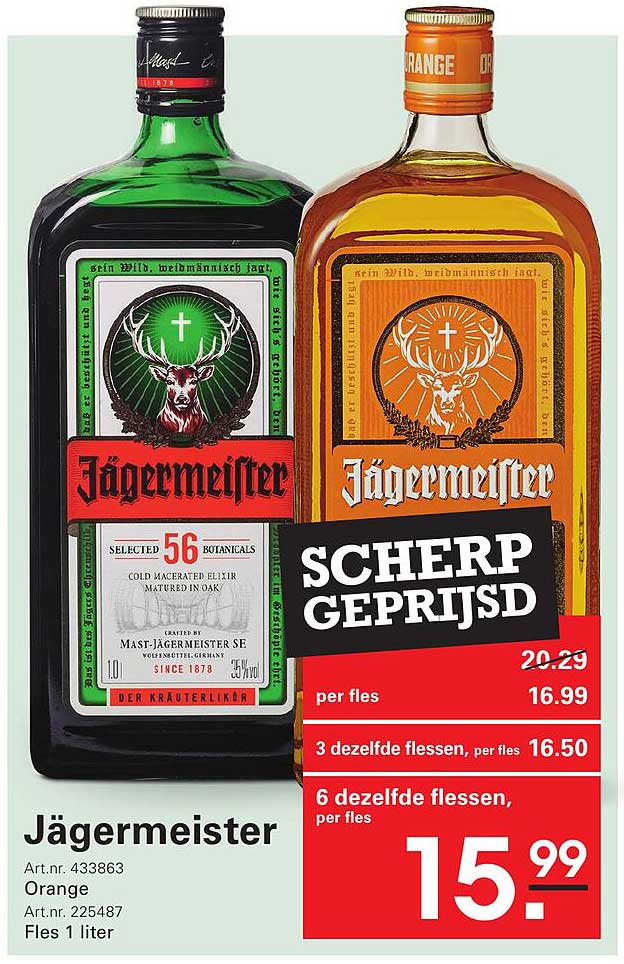 Jägermeister Orange Fles 1 liter SCHERP GEPRIJSD