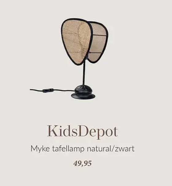 KidsDepot Myke tafellamp natural/zwart