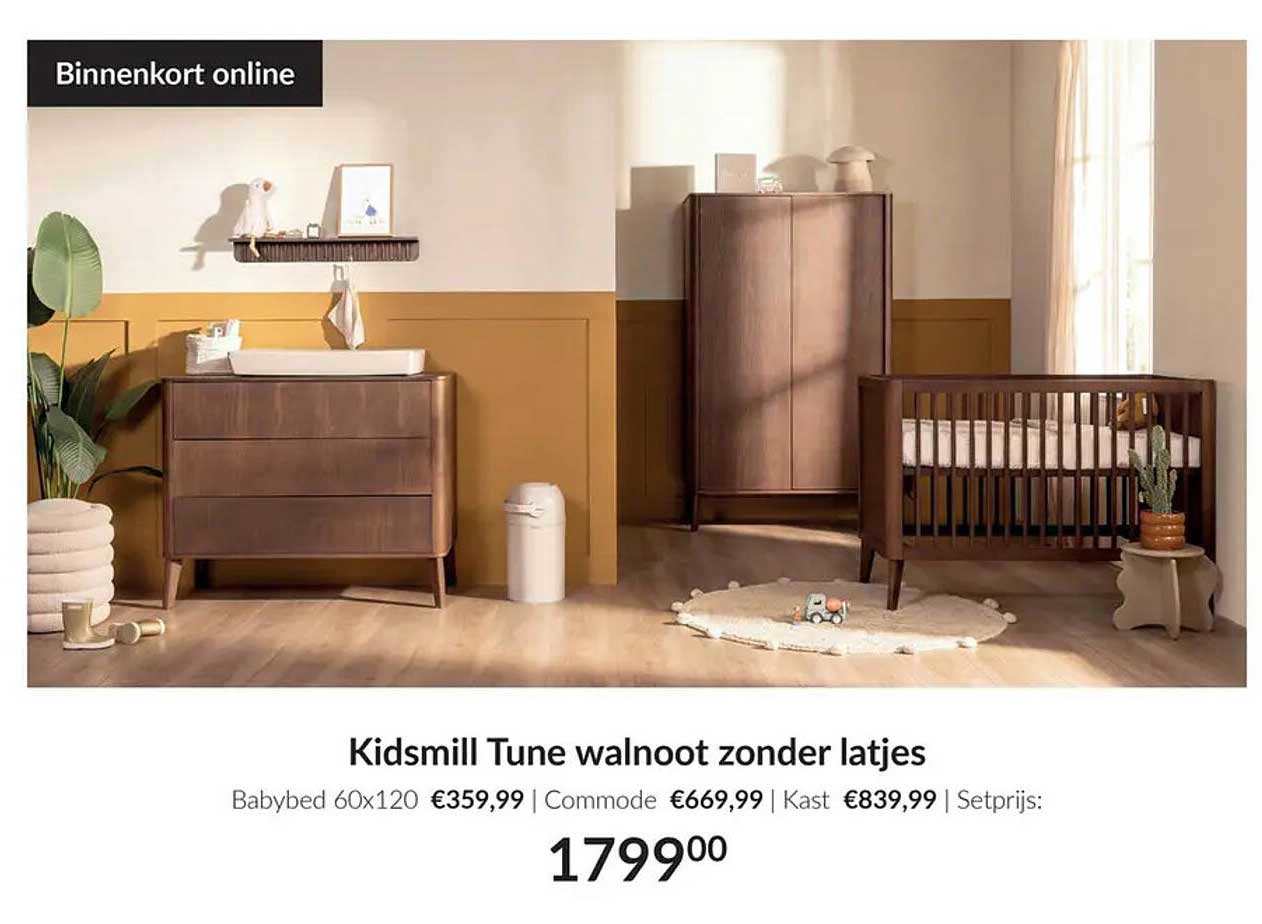 Kidsmill Tune walnoot zonder latjes