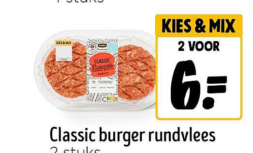 KIES & MIX 2 VOOR 6.- Classic burger rundvlees