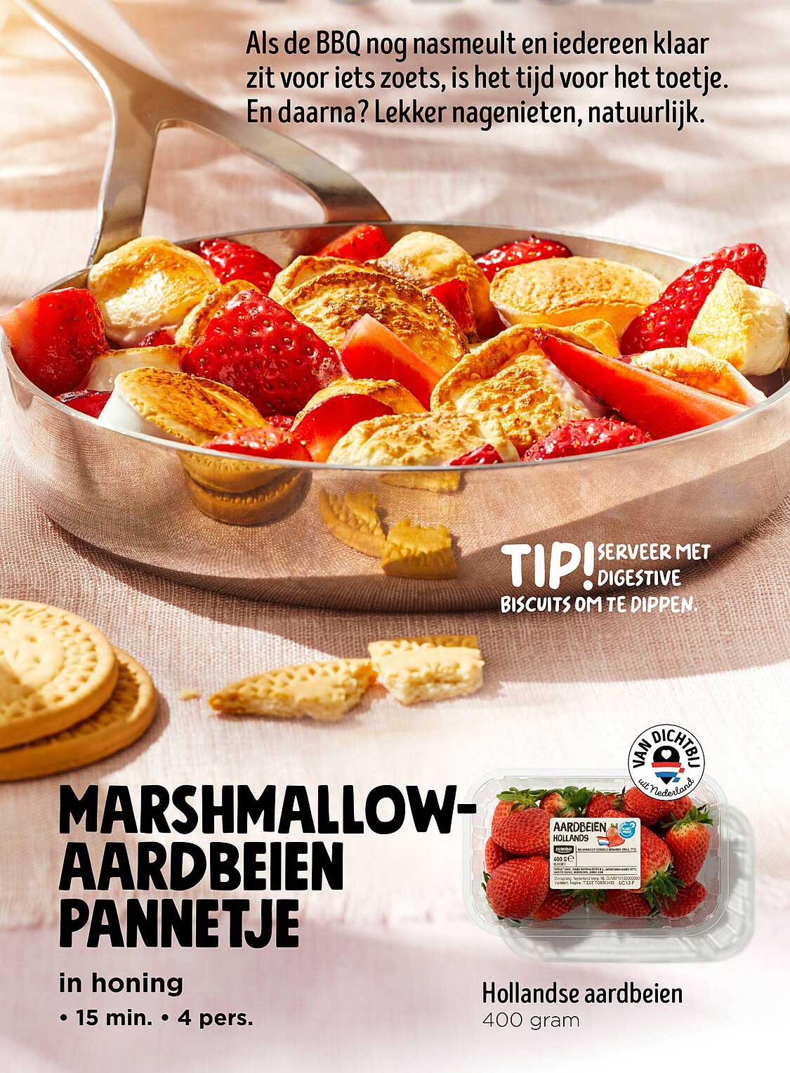 Marshmallow-aardbeien pannetje in honing