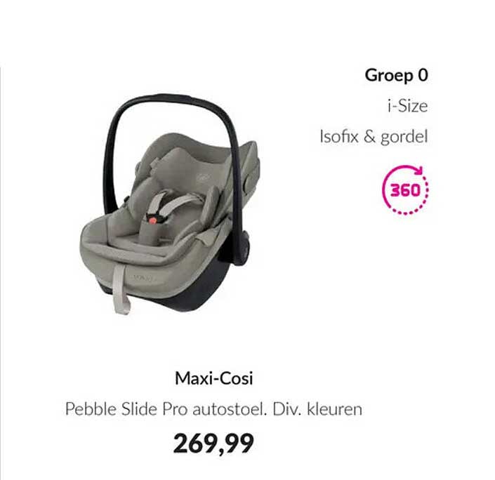Maxi-Cosi Pebble Slide Pro autostoel. Div. kleuren