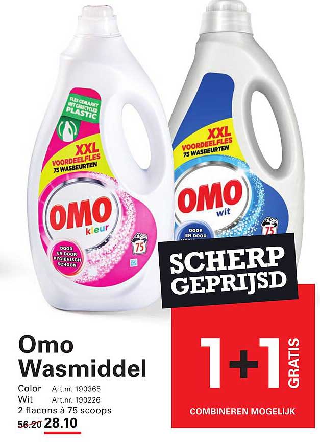 Omo Wasmiddel 1+1 gratis