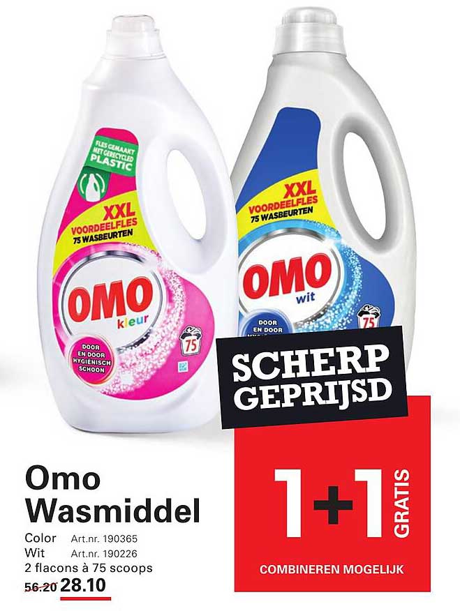 Omo Wasmiddel 1+1 gratis