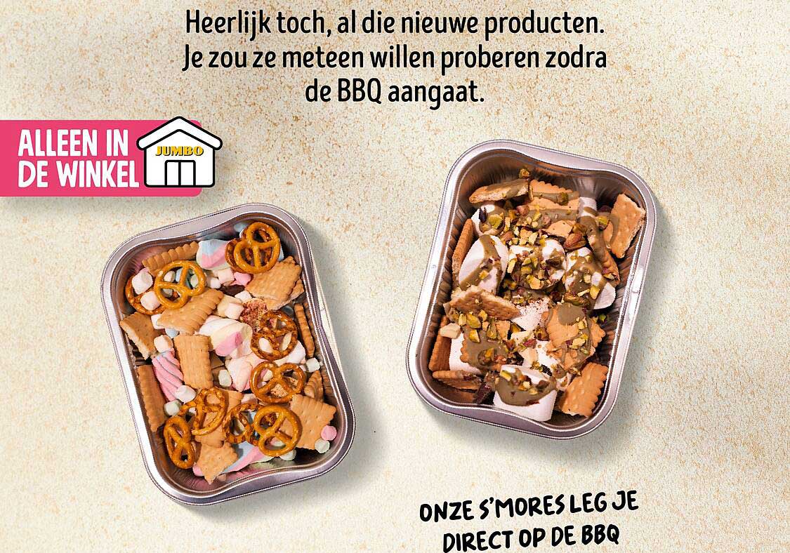 ONZE S'MORES LEG JE DIRECT OP DE BBQ