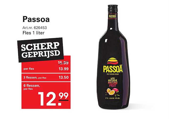 Passoa Fles 1 liter SCHERP GEPRIJSD