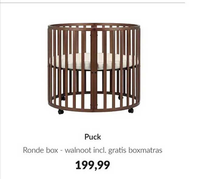 Puck Ronde box - walnoot incl. gratis boxmatras