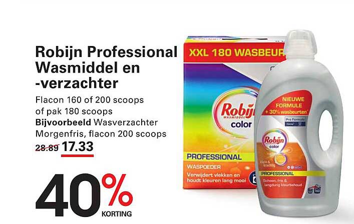 Robijn Professional Wasmiddel en -verzachter 40% KORTING